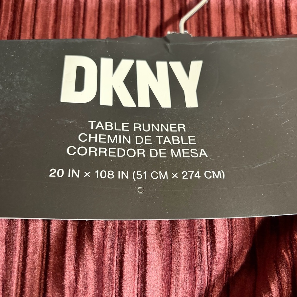 NWT DKNY table runner 20 x 108 crushed velvet feel wine colored